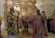 Преосвященнейший Мстислав, епископ Тихвинский и Лодейнопольский, совершил Всенощное бдение в Свято-Троицком Александра Свирского мужском монастыре